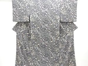 縮緬地花に扇模様小紋着物